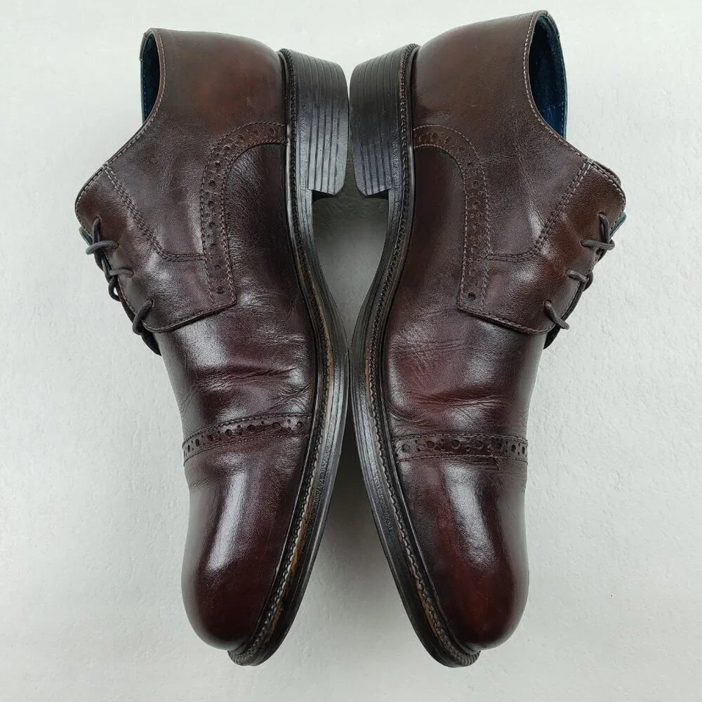 Mark Nason X Skechers Oxford Shoe Mens 10 Brown Leather Lace Up Cap Toe Dress